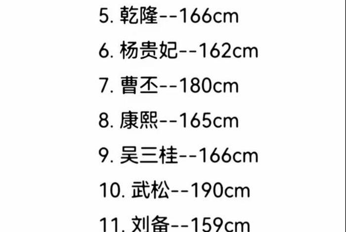 历史名人身高排名 历史名人身高大全