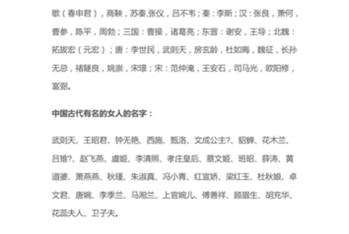 历史人物名字欣赏 历史人物的名字有什么 历史人物名字欣赏 历史人物的名字有什么