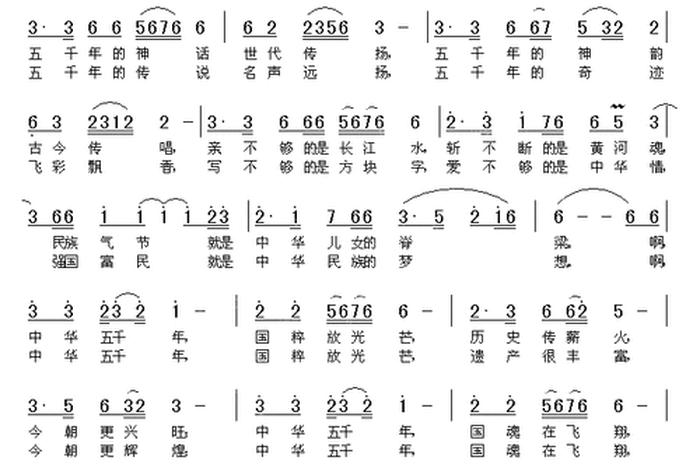 用一首歌串起中华五千年 - 歌词里有中华五千年的歌曲