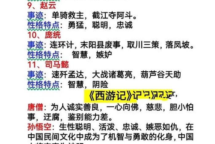 四大名著中的人物特点;四大名著中的人物特点性格特点 四大名著中的人物特点;四大名著中的人物特点性格特点
