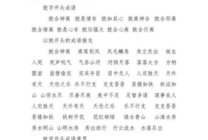 人物外貌的成语故事；描写人物外貌故事的成语