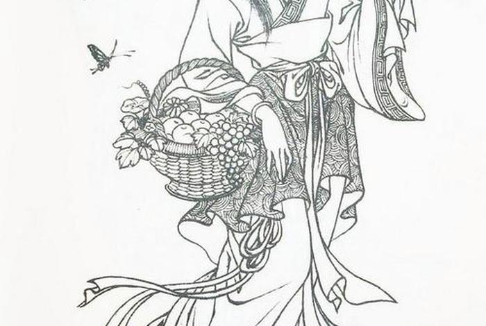 白描古装人物图片、白描古代人物工笔画全身图片 白描古装人物图片、白描古代人物工笔画全身图片