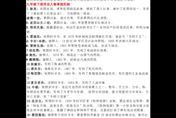 九年级上册历史人物介绍 - 九年级历史主要人物 九年级上册历史人物介绍 - 九年级历史主要人物