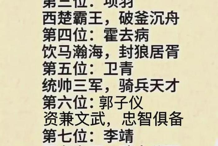 中国历史人物有哪些、揭秘史上十大将军 中国历史人物有哪些、揭秘史上十大将军