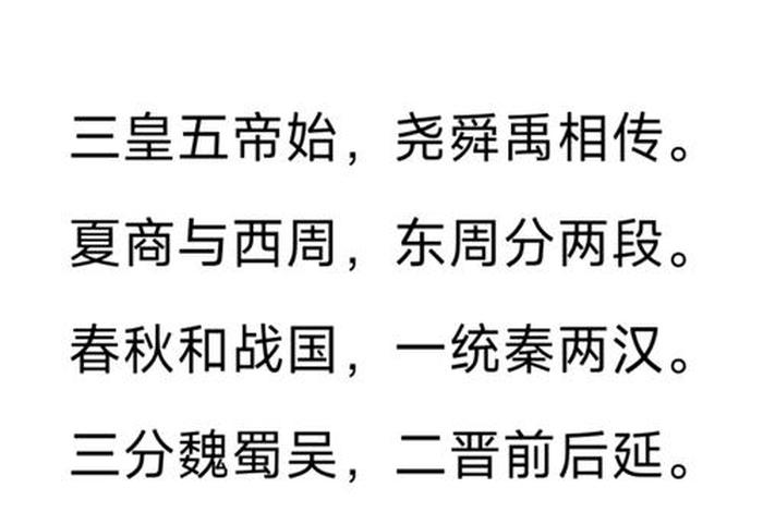 历史朝代表一览表 儿童《朝代歌》 历史朝代表一览表 儿童《朝代歌》
