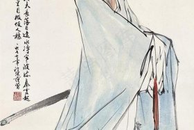 国画白描李白 - 李白国画作品