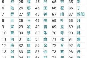 中国历史人物姓氏排行榜、中国历史人物姓氏排行榜前十名