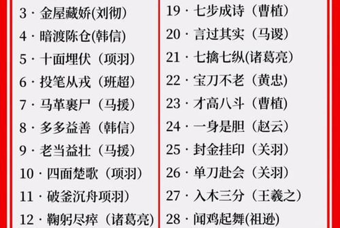 历史人物相对应的成语；历史人物相对应的成语大全