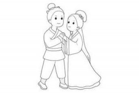 古代夫妻人物肖像图片素材，古代夫妻简笔画