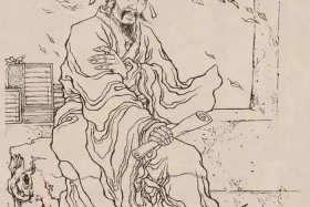 历史人物白描画像、中国古代人物白描画