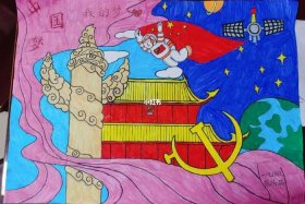 小朋友绘画中国；儿童画 中国