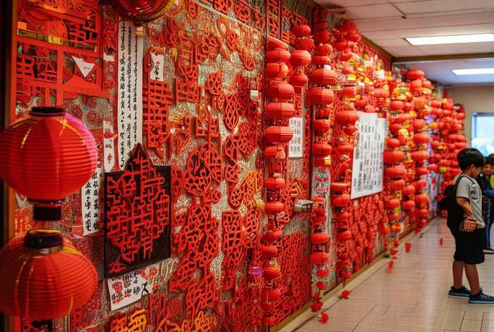 班级文化中国结；中国传统节日班级文化墙