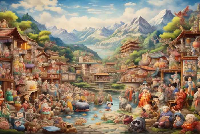 儿童绘画中国民间故事；中国民间故事主题画