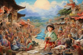 儿童绘画中国民间故事；中国民间故事主题画
