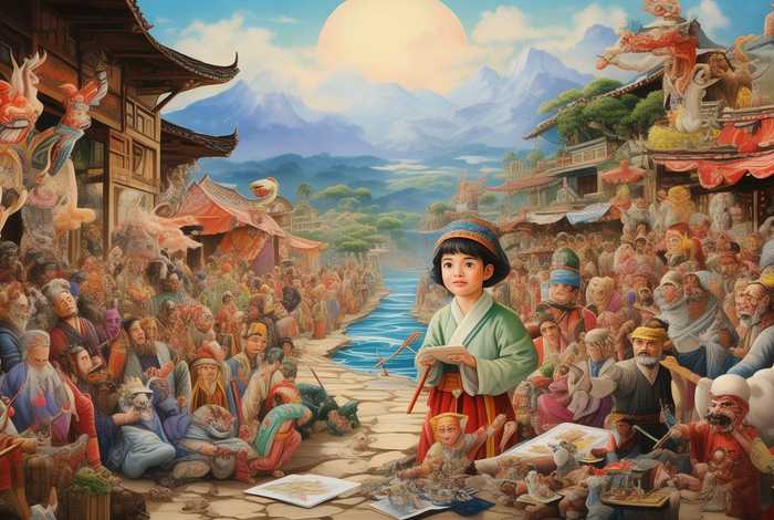 儿童绘画中国民间故事；中国民间故事主题画