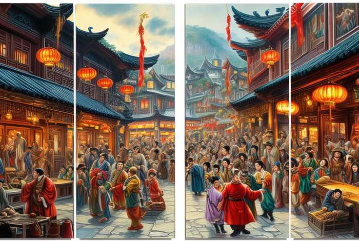 明代故事连环画 - 明代故事连环画4幅 明代故事连环画 - 明代故事连环画4幅