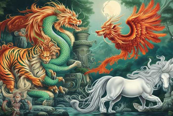 中国古代神话故事四大神兽，中国古代神话故事四大神兽图片