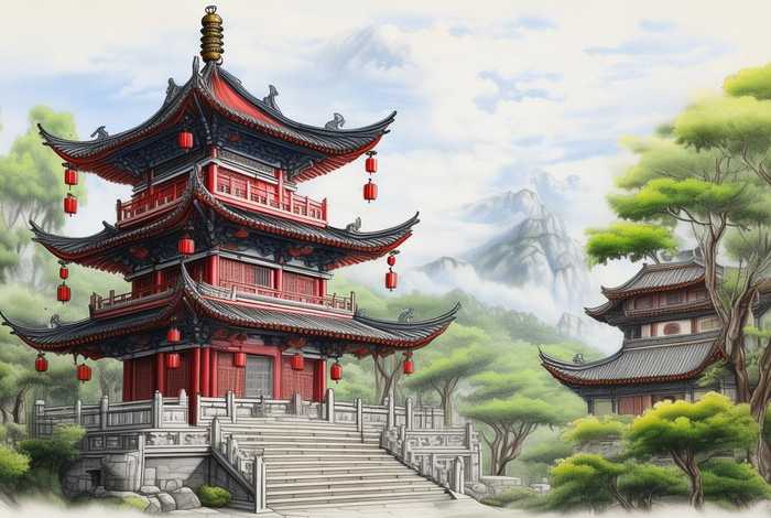 中国历史的遗迹 - 中国历史的遗迹蜡笔画
