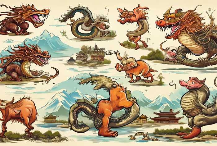 中国历史故事十大怪兽图片简笔画，中国历史故事十大怪兽图片简笔画大全