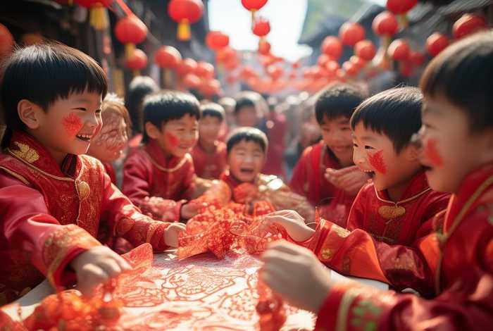 中国年儿童绘画；中国年儿童绘画图片