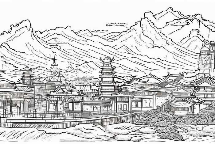 中国历史黑白手绘；中国历史黑白手绘图