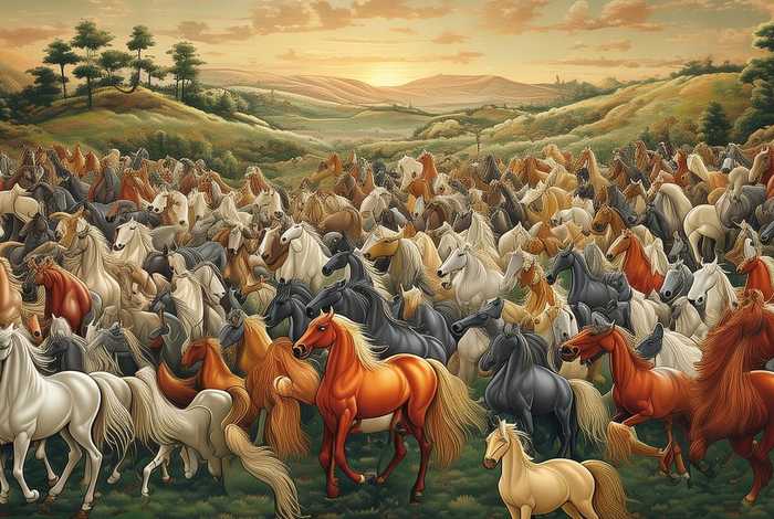 中国历史名画百骏图 中国历史名画百骏图片大全