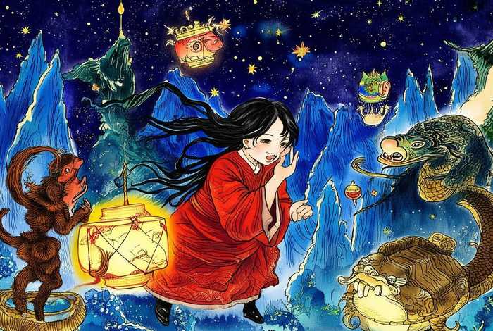 中国民间故事的插画，中国民间故事的插画作品