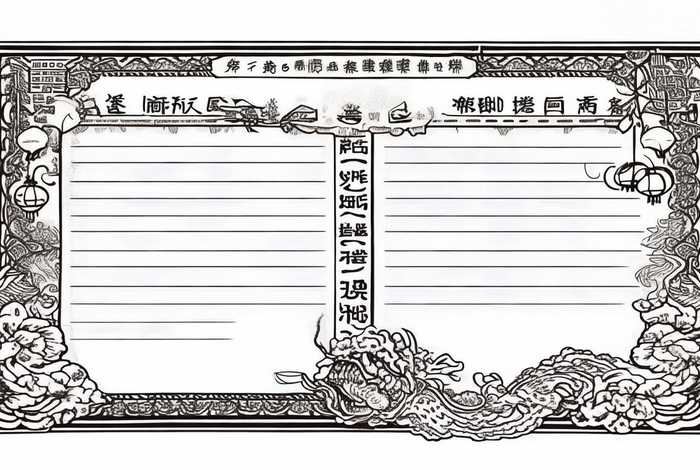 中国民间故事手抄报黑白模板；中国民间故事手抄报黑白模板下载