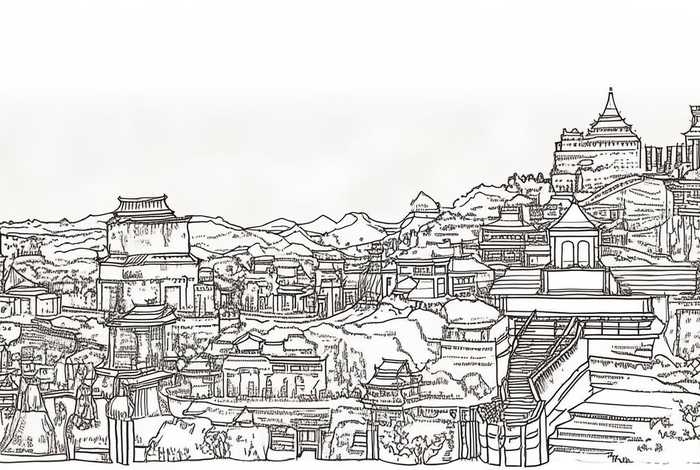 中国历史黑白手绘；中国历史黑白手绘图