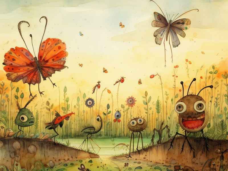 儿童故事绘画作品、儿童故事绘画作品简单昆虫