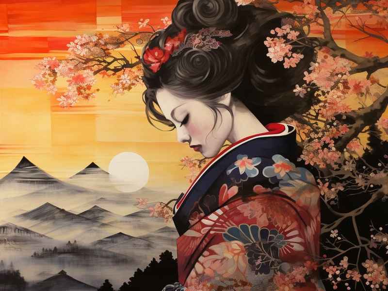 日本人物艺术油画（日本人物艺术油画图片）