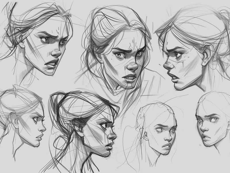 人物速写临摹图片头部 - 人物速写临摹图片头像