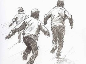 人物速写三人组合图片场景、人物速写三人组合图片场景描写