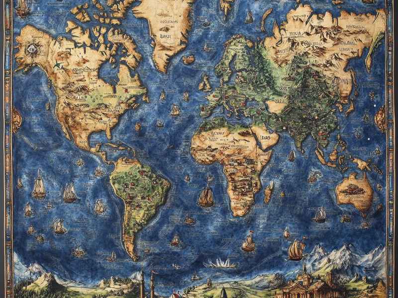 世界故事地图绘画，世界故事地图绘画图片